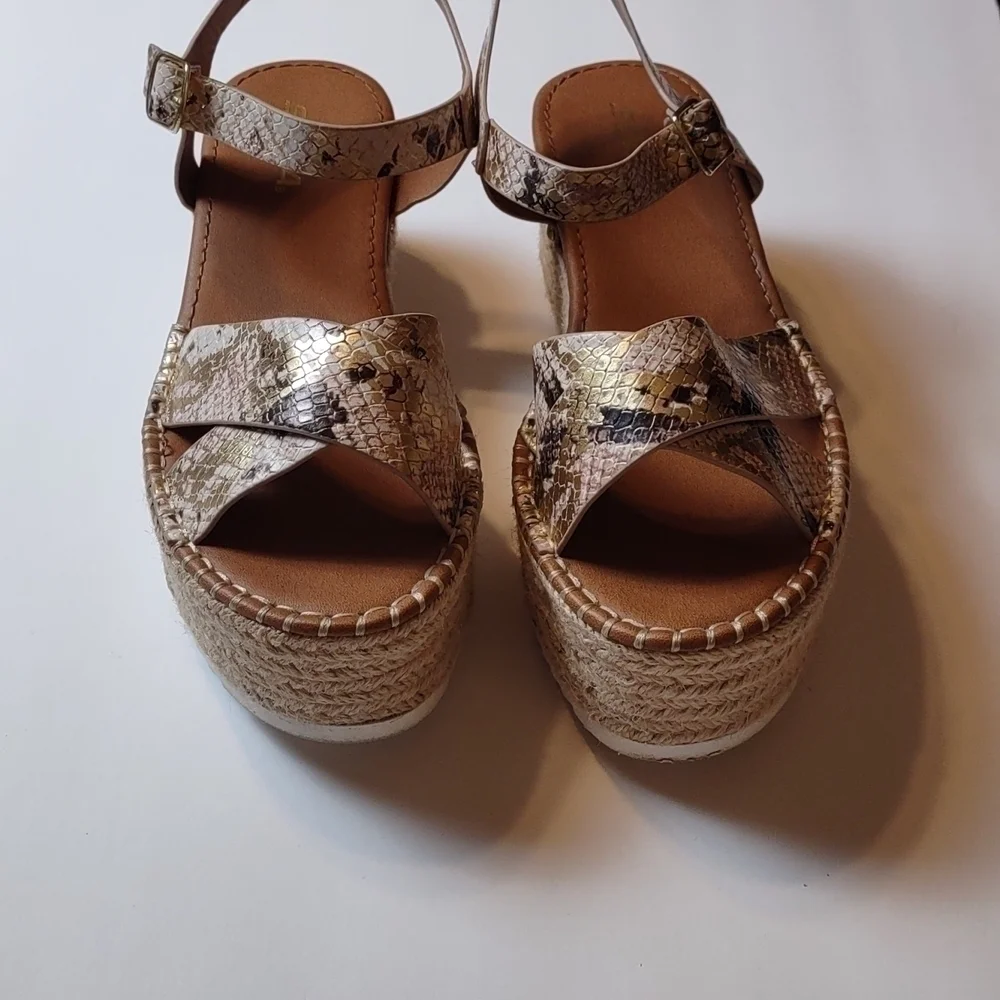 Soda platform snake print sandals
